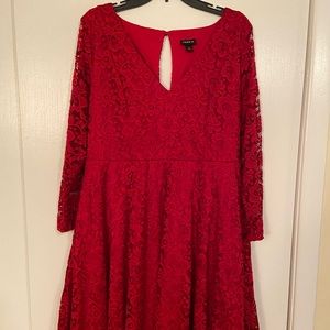 Torrid Size 1 Long Sleeve Red Lace Dress